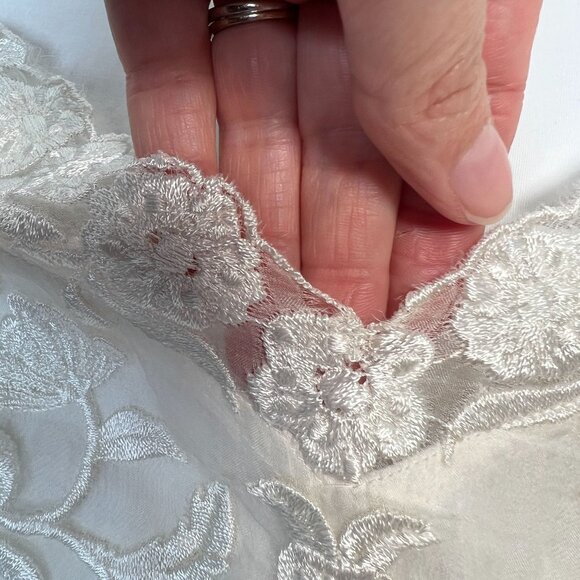 BHLDN Collins Mini Wedding Dress Floral Embroidered Silk A-Line Ivory White 16 - Picture 13 of 16